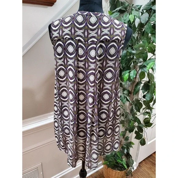 H&M Women's Multicolor 100% Polyester V-Neck Sleeveless Casual Pullover Shirt 10 - Picture 7 of 11